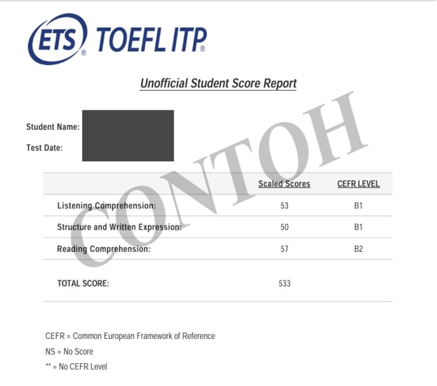 Hasil Tes TOEFL ITP - Skor Resmi